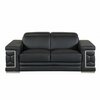 Homeroots 114 in. Sturdy Black Leather Sofa Set 329596